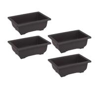 Tofficu 4pcs Rectangular Plastic Planting Pots for Indoor and Outdoor Use, Small Window Planters with Classical Bonsai Flower Box Design, Suitable for Succulents and House Plants