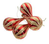 Tofficu 4pcs Red Plastic Xmas Tree Ornaments Hanging Decorations with Rope, Cartoon Shape for Christmas Tree and Tabletop, Lovely and Delicate Xmas Style Balls for Holiday Decoration