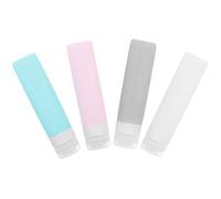 Tofficu 4pcs Silicone Travel Bottles Toiletries Leak-proof Refillable Squeezable Containers with Mixed Colors Travel Size Shampoo Lotion Body Wash Dispensers and Daily Use Random Color