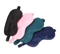 Tofficu 4pcs Silk Sleep Eye Mask Set, Soft Blackout Sleeping Mask with Adjustable Strap for Travel, Nap, and Night Use - Includes Black, Dark Green, Light Pink, and Navy Colors