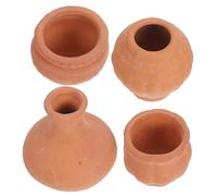 Tofficu 4pcs Small Flower Pots Terracotta Delicate Adorable Pots DIY Friendly Realistic Display Miniature Planters for Dollhouse Decor and Wedding Decorations