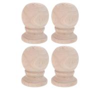 Tofficu 4pcs Solid Wood Newel Post for Staircase Handrail Support Round Baluster with Decorative Design Hardwood Material Suitable for Home Stair Banisters and Railings