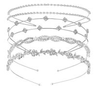 Tofficu 4pcs Sparkly Rhinestone Headband Metal Wedding Hair Accessory Lightweight and Smooth the Touch for Bride Wedding Festivities Versatile Coordination and Gentle Fit