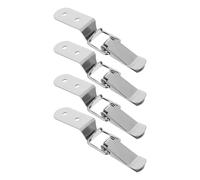 Tofficu 4pcs Stainless Steel Spring Toggle Latches with Mounting Screws - No Keyhole Bent Hook Case Latch Clamps for Toolbox, Chest, Wooden Box, Small Size