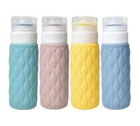 Tofficu 4pcs Travel Bottles for Toiletries Silicone Refillable Squeezable Containers 100ml Capacity Wear-resistant Assorted Colour Simple and Generous Style for Travel and Business Trips