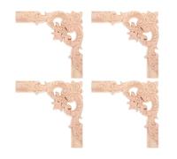 Tofficu 4pcs Wood Carved Flower Corner Applique for Door and Cabinet, Elegant French Design, Light Luxury Style, Made of Sturdy Wood with Fade and Deformation Resistance, for Living Room