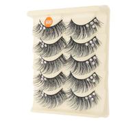 Tofficu 5 Pairs Black and Blue Rhinestone Latin Dance Fake Eyelashes, Dense Curling Stage False Lashes Sturdy Stem, Extended Cat Eye Look for Women’s Performance Makeup