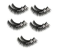 Tofficu 5 Pairs Diamond False Eyelashes Synthetic Fiber Thick Long Fake Lash Extensions for Latin Dance Performance and Club Use, Portable Cosmetic Lashes