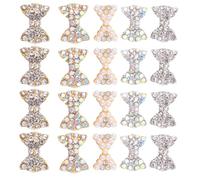 Tofficu 50pcs 3D Metal Nail Rhinestone Bow Charms Set for Women Nail Decor Accessories for DIY Manicure