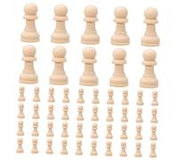 Tofficu 50pcs DIY Paintable Wooden Chess Pieces Unfinished Lotus Wood Craft Chess Pieces for Adults Easy Grip Design for Board Game Painting and Creative Play