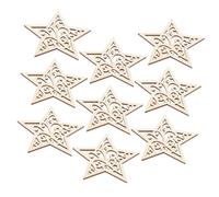Tofficu 50Pcs Unfinished Star Cutouts Blank Wood Chip DIY Craft Decorations for Christmas Weddings Birthdays Handmade Pendant Ornaments
