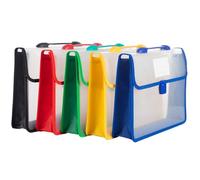 Tofficu 5pcs A4 Buckled Document Pouch File Folder Organizer Large Capacity Handheld File Bags for Office Student Contract Receipt Storage Classic Black Red Yellow Blue Green
