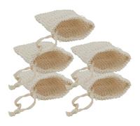 Tofficu 5pcs Bath Soap Pouch Cotton Linen Soap Punch 5.50x4.72x0.20in Drawstring Mesh Design Comfortable for Skin Foaming Net Shower Use
