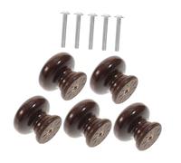 Tofficu 5pcs Black Walnut Cabinet Pulls Mushroom Shaped Furniture Knobs for Wardrobe Door Handles Easy Install Replacement