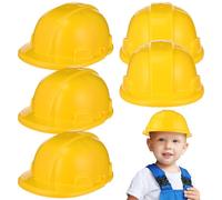 Tofficu 5pcs Construction Hat Toys, Children Hard Hat Simulation, Baby Preschool Yellow Plastic Hard Helmet, Engineering Safety Helmet Toys for Role Play Games Fancy Dress Party Educational Tool
