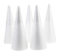 Tofficu 5pcs Foam Cones for Crafts, White Polystyrene Christmas Tree Foam Cones Craft Supplies, Trees for Crafts for DIY Home Craft Project, Christmas Trees (24.5x10cm)