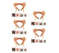 Tofficu 5pcs Furry Fox Ears Headband for Parties and Festivals, Brown Cloth and Plastic Hairband with Flexible Structure and Comfortable All-day Wear, for Cosplay and Fancy Dress