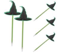 Tofficu 5pcs Halloween Witch Hat Ballpoint Pens for Smooth Gel Ink Cartoon School Supplies Party Favor Rewards Sturdy Portable Goodie Bag Fillers