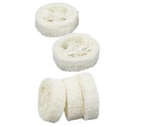 Tofficu 5pcs Natural Loofah Bath Brush Set with Soap Base 5-7cm Diameter Loofah Pads for Exfoliating and Soap Storage Suitable for Shower and Bath Use