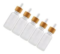 Tofficu 5pcs Reusable 30ml Glass Essential Oil Dropper Bottles with Bamboo Wood Ring, Efficient Liquid Dispenser Bottles for Travel and Outdoor Use