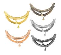 Tofficu 5pcs Semi-Circle Coin Bag Handles Purse Frame for Handmade DIY Craft Projects with Embossed Kiss Lock in Gold Silver Bronze Black Light Gold