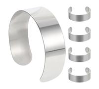 Tofficu 5pcs Stainless Steel Bracelet Blanks, 20mm Engravable Metal Stamping Bangle Blanks, Women Cuff Bracelet Making Kit for Women Diy Engraving