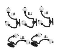 Tofficu 5pcs Vintage Zinc Alloy Dual Prong Wall Hooks Heavy Duty Antique Coat and Hat Hangers for Towels Bags Scarves Caps with Secure Mounting