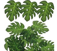 Tofficu 60pcs Green Palm Leaves Cupcake Toppers Made of Polyester Fiber, for Tropical Theme Dessert Decorations and Jungle Party Cake Accessories