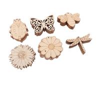 Tofficu 60pcs Unfinished Wooden Cutouts for DIY Crafts Lightweight Smooth Wood Slices with Butterfly Flower Dragonfly Beetle and Bee Designs Crafting Supplies for Home Decoration and