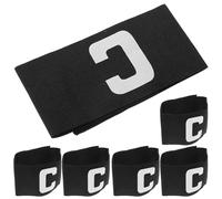Tofficu 6pcs Black Nylon Captain Armbands for Youth Football Players, Adjustable Elastic Bands for Team Sport Activities and Regular Practice, Boost Team Spirit and Role Differentiation