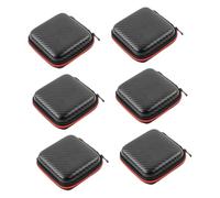 Tofficu 6pcs Earphone Pouch and Usb Cable Organizer Set with Zipper, Portable Electronic Storage Bags for Travel and Charger Accessories, Black and Red Nylon Cases