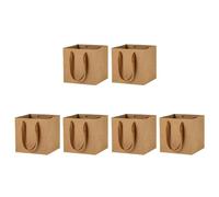 Tofficu 6pcs Kraft Paper Flower Tote Bag Square Wrapping Present Bag Classic Style Practical Portable for Cake Shop Decoration