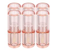 Tofficu 6pcs Mini Lip Gloss Tubes Lip Balm Refillable Containers 3.4ml Lightweight Plastic round Pink for Daily Use with Fine Brush Wand