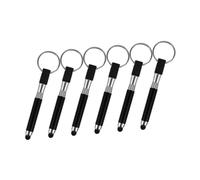Tofficu 6pcs Mini Stylus Keychain Set for Smartphones and Tablets, Capacitive Touch Screen Pens with Keyring, Portable Replacement Stylus for Mobile Accessories, Black