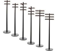 Tofficu 6pcs Miniature Telegraph Poles Black for Micro Landscape Lovers | Abs Construction, Hard Smooth Finish, DIY Sand Table Accessory, Stable Sturdy Scenery Models