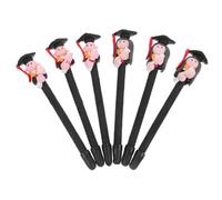 Tofficu 6pcs Polymer Clay Ballpoint Pens for Students Unique Doctoral Design Smooth Writing Gift Portable Cute Stationery for School Office Use Random Color