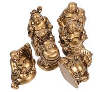 Tofficu 6pcs Resin Laughing Buddha Figurine Mini Statue Feng Shui Wealth