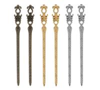 Tofficu 6pcs Retro Hair Pin Unique Hair Pin 16cm Alloy Flower Shape Handmade Adjustable to Hairstyle Vintage Style for Women Proms and Special Occasions