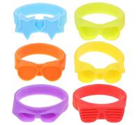 Tofficu 6pcs Silicone Wine Bottle Markers Set Glass Drink Identifiers, Reusable Tiny Charms for Party, Family Gathering, Sparkling Wine, Beer, Cocktail Bottle Labels