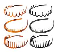 Tofficu 6pcs Simple Headband Invisible Hair Hoops 5.50x4.72x1.18inch Tooth Shape Plastic Resin Fix Hair Use for Washing Face Salon Use