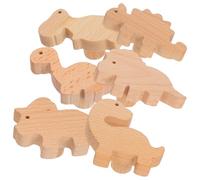 Tofficu 6pcs Wooden Dinosaur Drawer Pulls with Screws for Dressers and Cabinets, Cute Animal Knobs Set Including Tyrannosaurus, Triceratops, Stegosaurus, Dresser Handles for Nursery