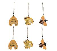 Tofficu 6pcs Yellow Bee Shape Hanging Ornaments Cartoon Style Plastic Honeycomb Decorations Sturdy Multifunctional for Party