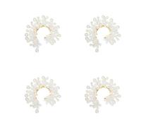 Tofficu 8 Pcs Adjustable Floral Pearl Elf Ear Bone Clips Non Piercing Earrings Handmade Sturdy Metal Jewelry for Women Brides Festivals and Photoshoots