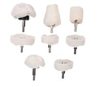 Tofficu 8 Pcs Polishing Wheel Set with Shank Multi Shape Buffing Pads for Drill Fabric Polisher Kit for Motorcycle and Car Wheels Reusable and Washable Buffing Mop