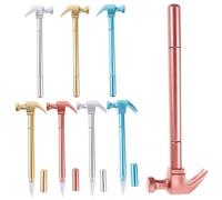 Tofficu 8Pcs Hammer Shape Gel Ink Pens with Lid Skid Testing Pens for School Office Creative Multipurpose Writing Students and Teachers Red Silver Gold Blue Colors