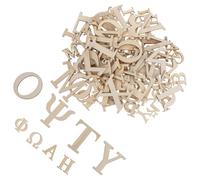Tofficu 96pcs Unfinished Wooden Greek Alphabet Letters, Natural Wood Small Large Flat Letter Pieces, Educational Crafting Set for Early Learning and DIY Home Decor