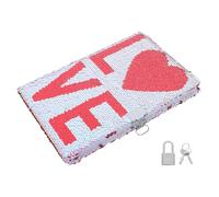 Tofficu A5 Locked Journal with Love Sequin Cover for School Work