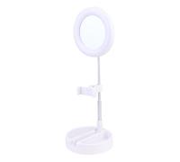 Tofficu Adjustable LED Desktop Beauty Lamp with Phone Holder Multifunctional Selfie Ring Light for Makeup and Video One-piece Design White for Live Streaming and Photography