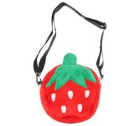 Tofficu Adorable Strawberry Pouch Lovely Cartoon Strawberry-shaped Design Premium Velour Material Light Weight Casual Crossbody Bag for Outdoor Use with Reasonable Volume Random Color