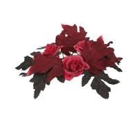 Tofficu Artificial Leaf Candle Hoop Wreath with Dark Rose Design Fall Table Centerpiece for Halloween Decoration Candle Ring with Vivid Natural Leaves and Fade Resistant Decorative Accent